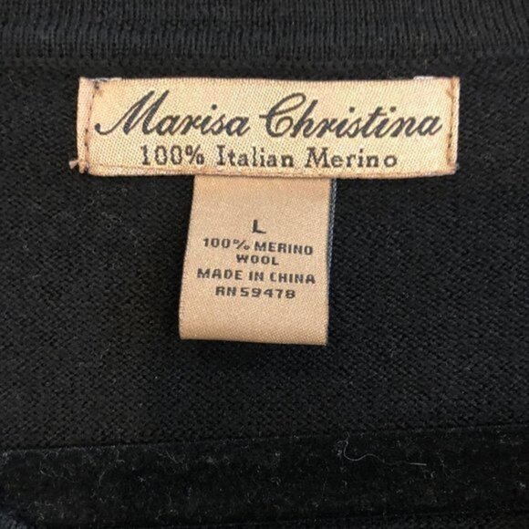 Marisa Kristina women black merino wool cardigan size L - Picture 11 of 11